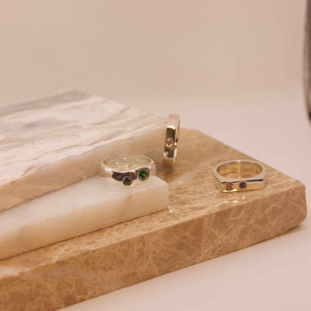 Baguette Double Stone Signet Ring